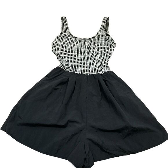 Mainstream Vintage 70s Gingham Open Back Stretch Romper Swimsuit Size 8 - Picture 2 of 14